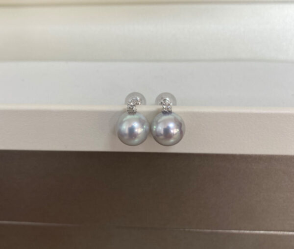 グレー系アコヤ真珠ダイヤモンドピアス